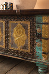 Blue Reclaimed Wooden Chest with Brass Trim