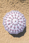 Blush Pink Floral on White Cotton Parasol