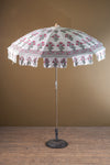 Blush Pink Floral on White Cotton Parasol