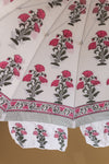 Blush Pink Floral on White Cotton Parasol