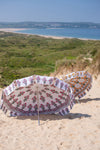 Blush Pink Floral on White Cotton Parasol