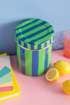 Blue & Green Stripe Storage Tin