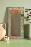 Highly Decorative Arched Wooden Mirror with Mehandi Work