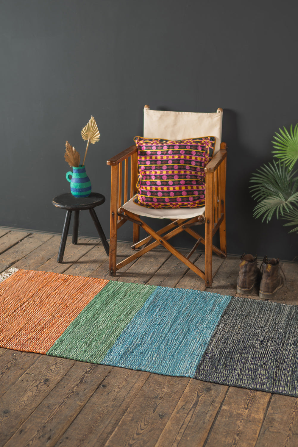 Earth Tones Striped Recycled Runner Rug