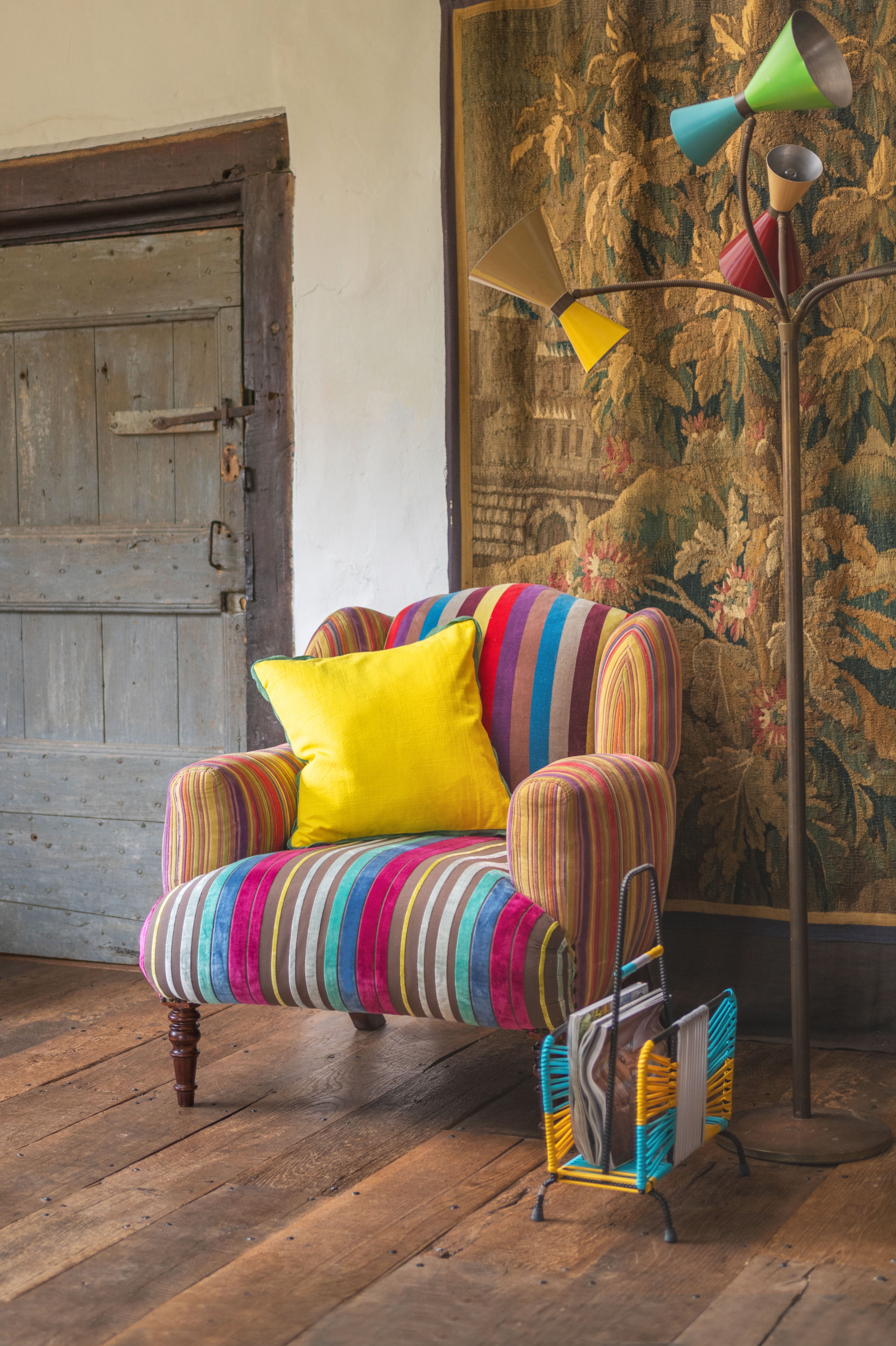 Striped Velvet Armchair