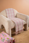 Pale Pink 100% Recycled Gingham Throw