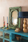 Green Carved Vintage Wall Mirror <p>W:60cm D:6cm H:92cm </p>