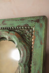 Green Carved Vintage Wall Mirror <p>W:60cm D:6cm H:92cm </p>