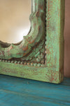 Green Carved Vintage Wall Mirror <p>W:60cm D:6cm H:92cm </p>