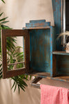 Vintage Blue Wall Mirror with Cabinets <p>W:72cm D:16cm H:61cm </p>