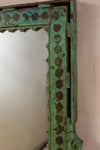 Vintage Green Carved Wall Mirror <p>W:46cm D:7cm H:64cm </p>