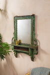 Vintage Green Carved Wall Mirror <p>W:46cm D:7cm H:64cm </p>