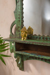 Vintage Green Carved Wall Mirror <p>W:46cm D:7cm H:64cm </p>