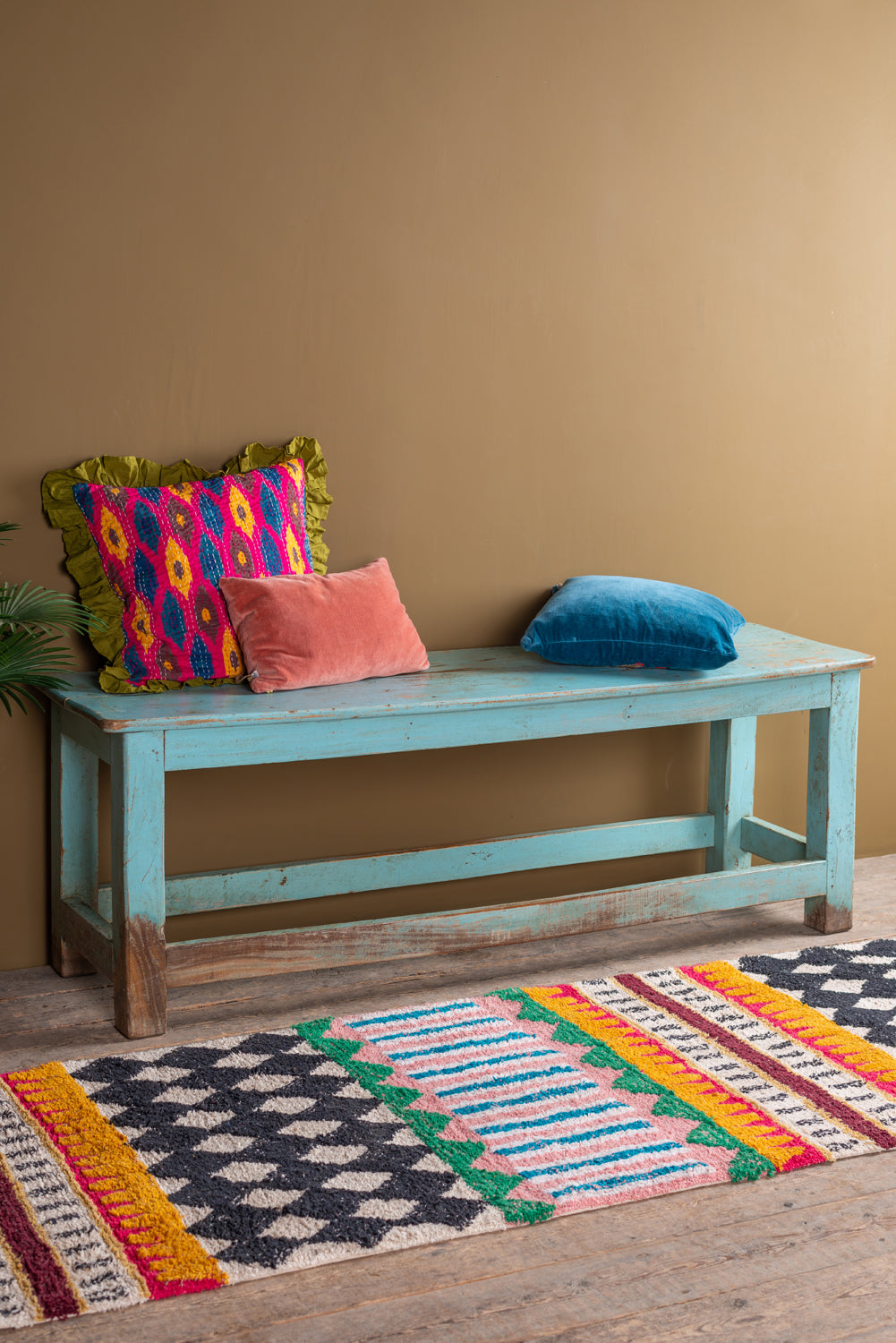 Turquoise Vintage Low Console Table <p>W:152cm D:42cm H:52cm </p>