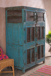 Blue Vintage Wooden Cupboard <p>W:106cm D:64cm H:168cm </p>