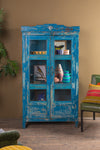 Blue Vintage Display Cabinet <p>W:82cm D:50cm H:148cm </p>