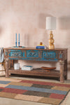 Carved Blue Vintage Console Table