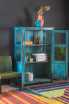 Blue Vintage Glazed Display Cabinet