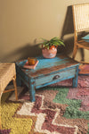 Vintage Blue Wooden Side Table <p>W:63cm D:43cm H:33cm </p>