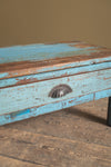 Vintage Blue Wooden Side Table <p>W:63cm D:43cm H:33cm </p>