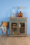 Painted Vintage Wooden Cabinet with Tiles <p>W:103cm D:50cm H:107cm </p>