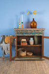 Painted Vintage Wooden Cabinet with Tiles