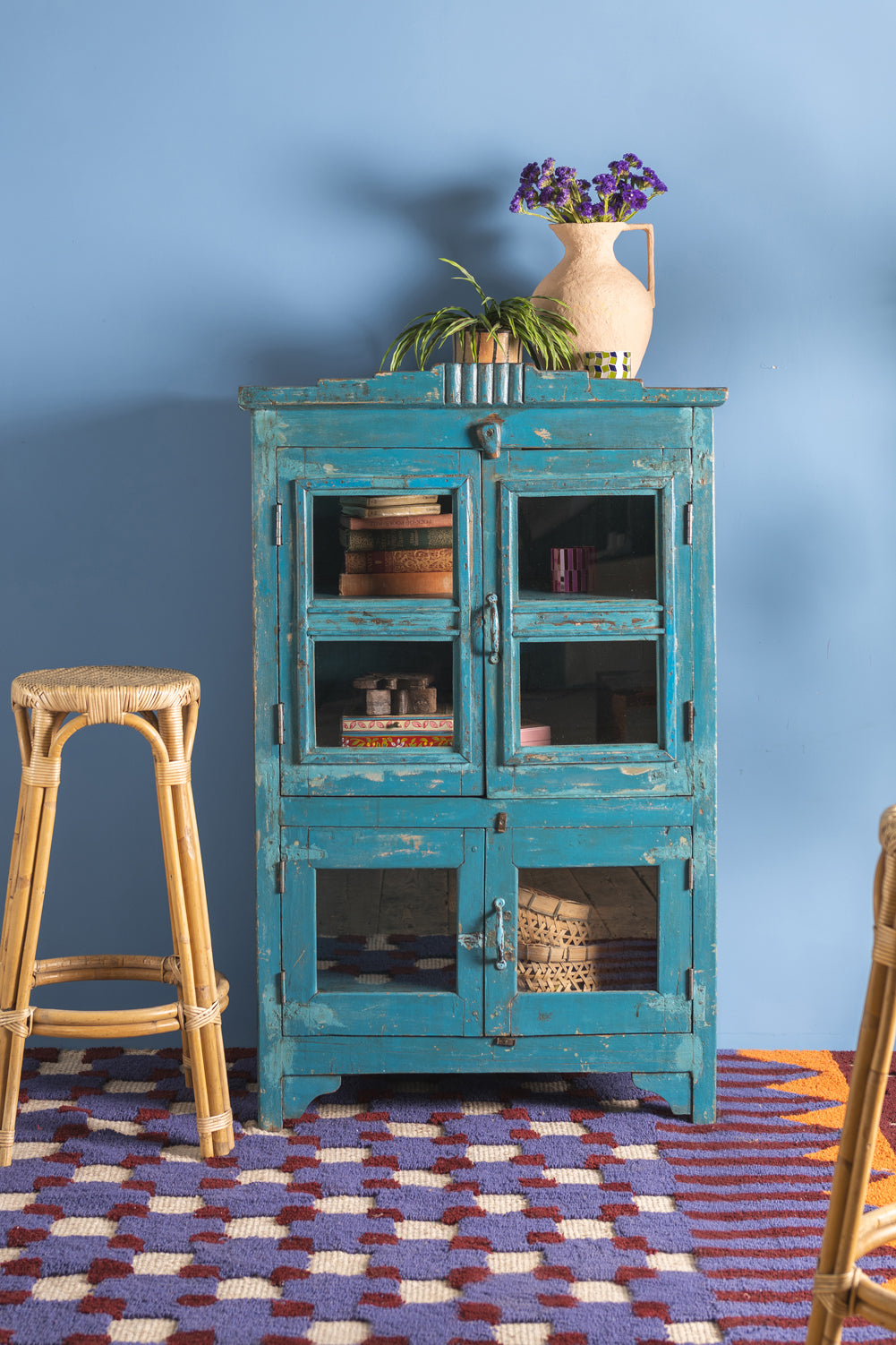 Light Blue Vintage Glazed Cabinet