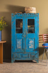 Carved Blue Vintage Glazed Cabinet