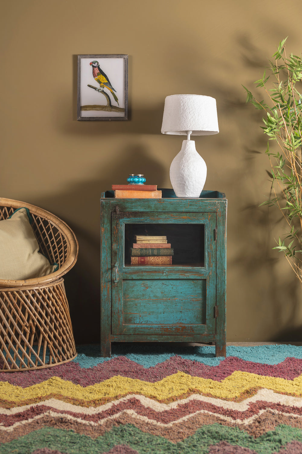 Teal Green Vintage Side Cupboard