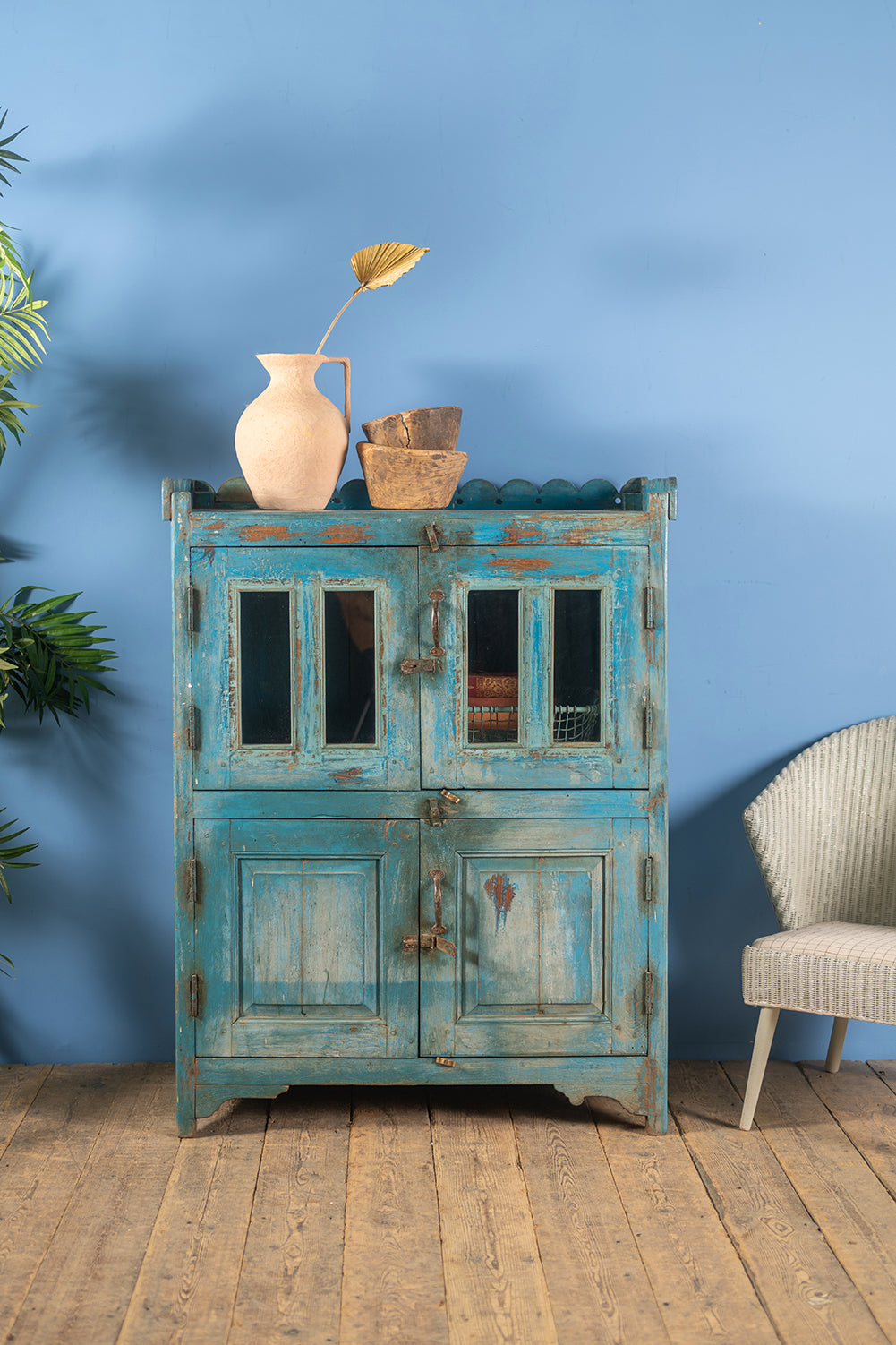 Pale Blue Vintage Cupboard <p>W:94cm D:44cm H:123cm </p>