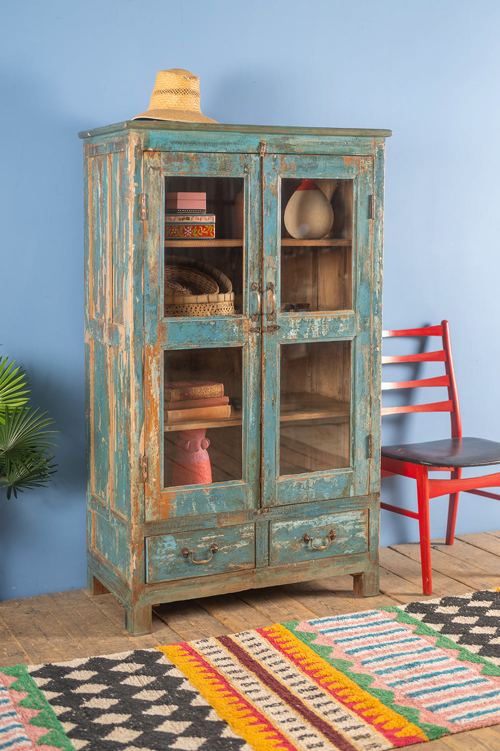 Blue Vintage Cabinet <p>W:92cm D:47cm H:156cm </p>