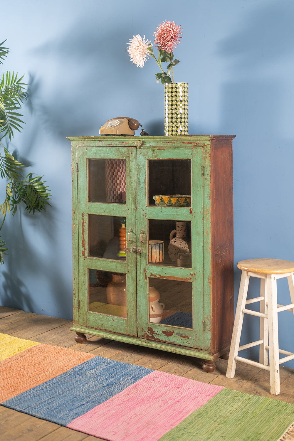 Light Green Vintage Cabinet <p>W:97cm D:31cm H:127cm </p>