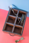 Wooden Vintage Tray with Compartments - 04