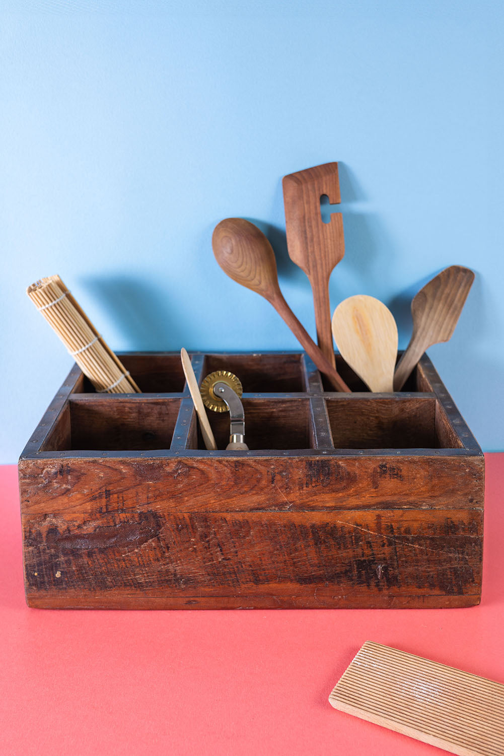 Wooden Vintage Tray with Compartments - 06