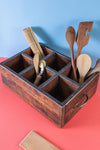 Wooden Vintage Tray with Compartments - 06