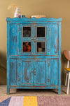 Blue Vintage Glazed Almirah <p>W:108cm D:50cm H:142cm </p>