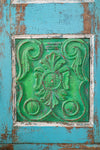 Blue & Green Vintage Carved Almirah <p>W:105cm D:39cm H:161cm </p>