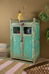 Vintage Turquoise Wooden Cupboard <p>W:85cm D:48cm H:136cm </p>