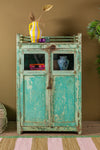 Vintage Turquoise Wooden Cupboard <p>W:85cm D:48cm H:136cm </p>