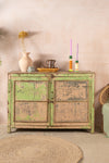 Green Vintage Wooden Cupboard <p>W:132cm D:42cm H:92cm </p>