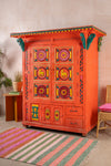 Orange Vintage Temple Style Cupboard <p>W:170cm D:87cm H:194cm </p>