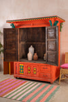 Orange Vintage Temple Style Cupboard <p>W:170cm D:87cm H:194cm </p>