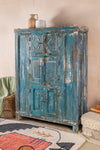 Vintage Blue Wooden Almirah <p>W:128cm D:47cm H:174cm </p>