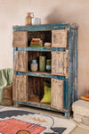 Vintage Blue Wooden Almirah <p>W:128cm D:47cm H:174cm </p>