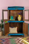 Blue Vintage Glazed Cupboard <p>W:69cm D:41cm H:183cm </p>