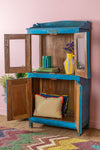 Blue Vintage Glazed Cupboard <p>W:69cm D:41cm H:183cm </p>