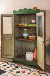 Green Vintage Wooden Cupboard <p>W:80cm D:42cm H:148cm </p>