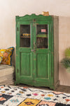 Green Vintage Wooden Cupboard <p>W:80cm D:42cm H:148cm </p>