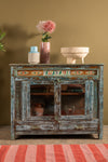 Vintage Pale Blue Cabinet with Tiles <p>W:158cm D:58cm H:90cm </p>