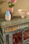 Vintage Pale Blue Cabinet with Tiles <p>W:158cm D:58cm H:90cm </p>